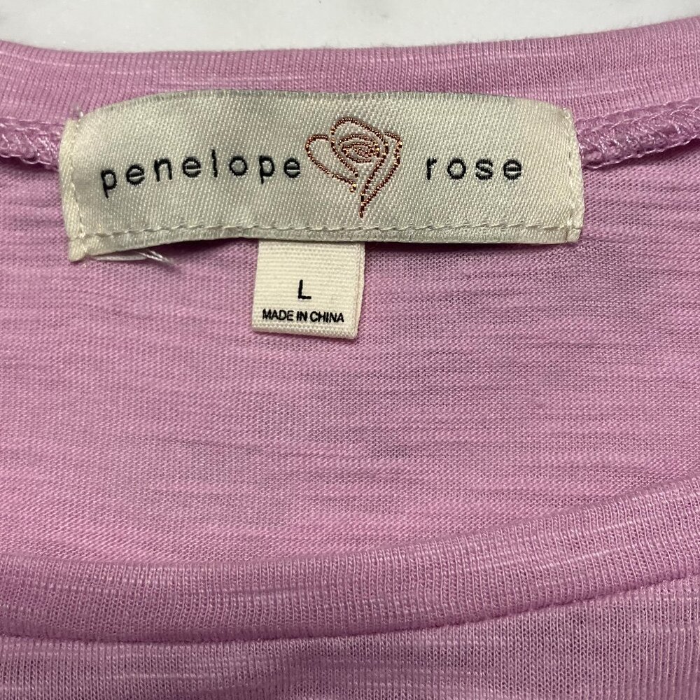 NWOT Penelope Rose Pink Flutter Sleeve Tee Size Large - Picture 2 of 7